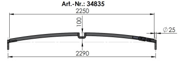 34835 Rechteckrohrspriegel, Alu, Sprung 100, l=2290, klappbares Planenrohr