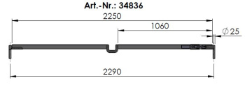 34836 Rechteckrohrspriegel, Alu, Sprung 0, l=2290, klappbares Planenrohr