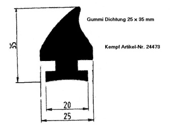 24473 Dichtungsgummi 25x35 mm für Rückwand