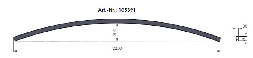 115988 Rechteckrohrspriegelzuschnitt, Alu, Sprung 200, l=2250