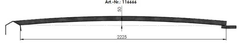 116666 Spriegel, Stahl, Sprung 50, gebogen f. Stahl-Halbrundmulde, verzinkt