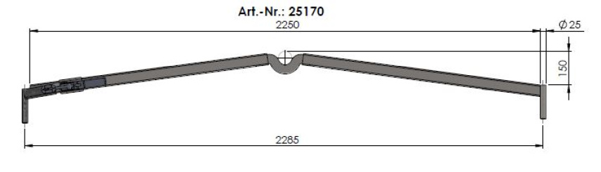 25170 Rechteckrohrspriegel, Stahl, Sprung 150,1 Planenrohr