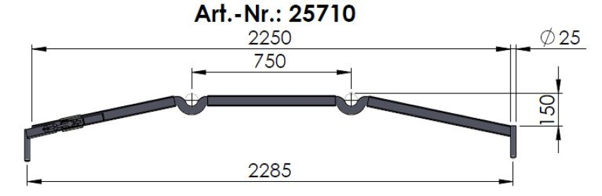 25710 Rechteckrohrspriegel, Stahl, Sprung 150, f.2 Planenrohre