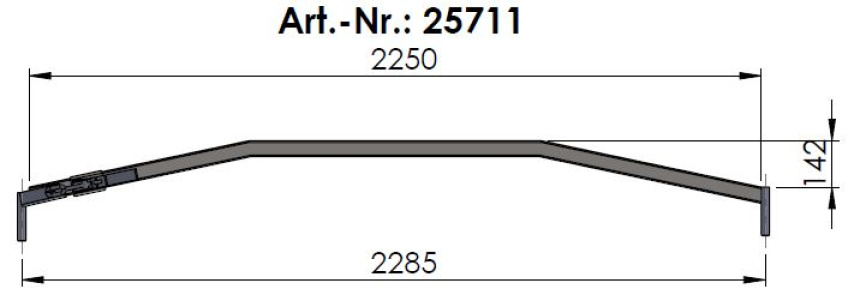 25711 Rechteckrohrspriegel, Stahl, Sprung 150, f. 2 Gurte