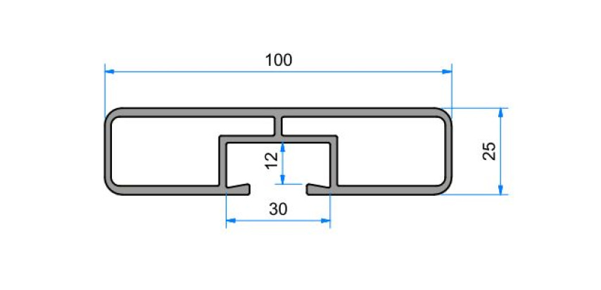 98672 Planenlatten-/Anfahrschutzprofil  100x25  mit Verstärkung eloxiert