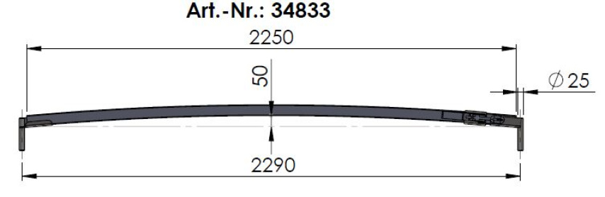 34833 Rechteckrohrspriegel, Alu Sprung 50, l=2290
