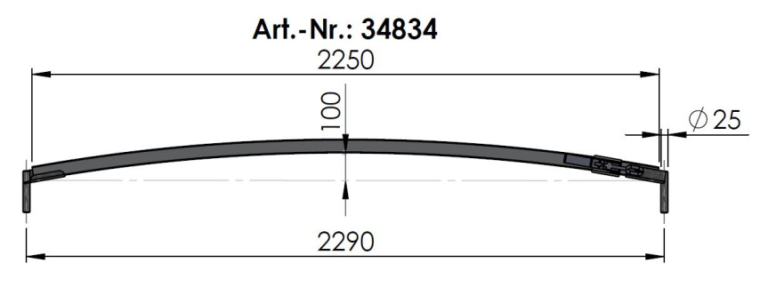 34834 Rechteckrohrspriegel, Alu Sprung 100, l=2290