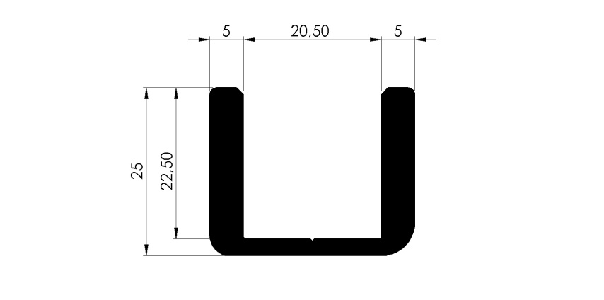 113406 Einfass-Profil für RW Dichtung 110620 und 31556 Lieferbar in 2 Meter Stücken